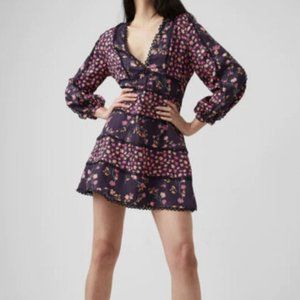 French Connection Women's Daisy Crush Tiered Dress Size 8 NWT Utility Blue